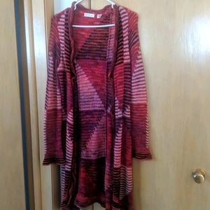 Colorful calf-length cardigan